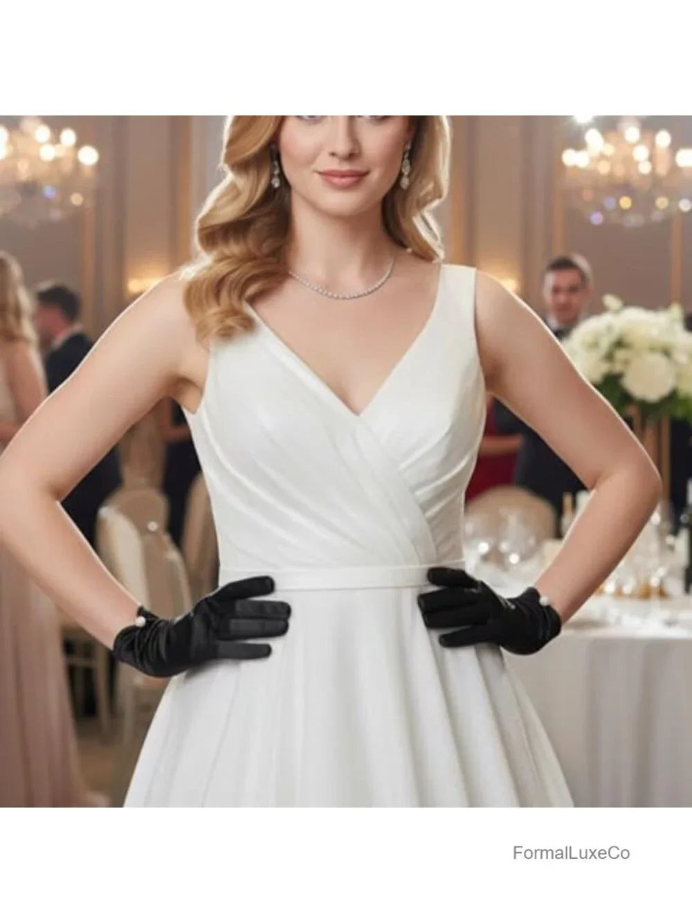 Trinkrittey 3 Pairs Women Long Satin Gloves Elbow Length Opera Gloves